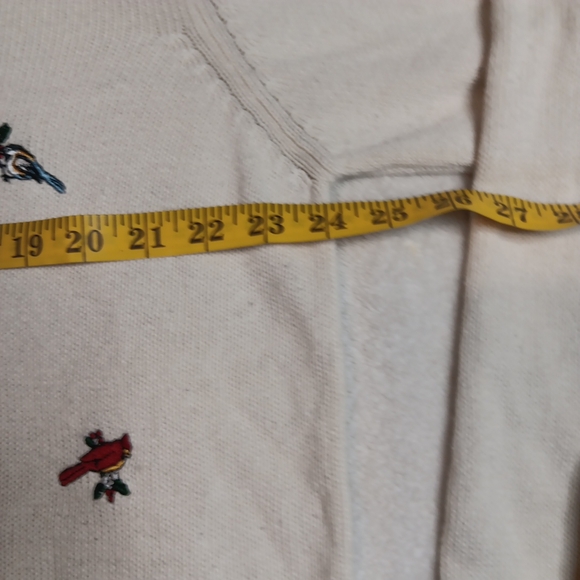 Blair Cream Sweater with Holly Berries And Cardinals Embroidery Grannny Style - Picture 9 of 15